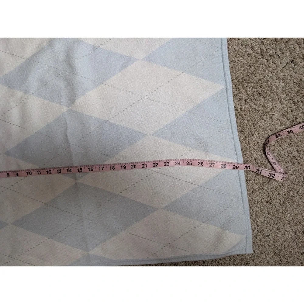 NEW Edgehill Collection Baby Blanket Blue White Argyle Knit Preppy Nursery